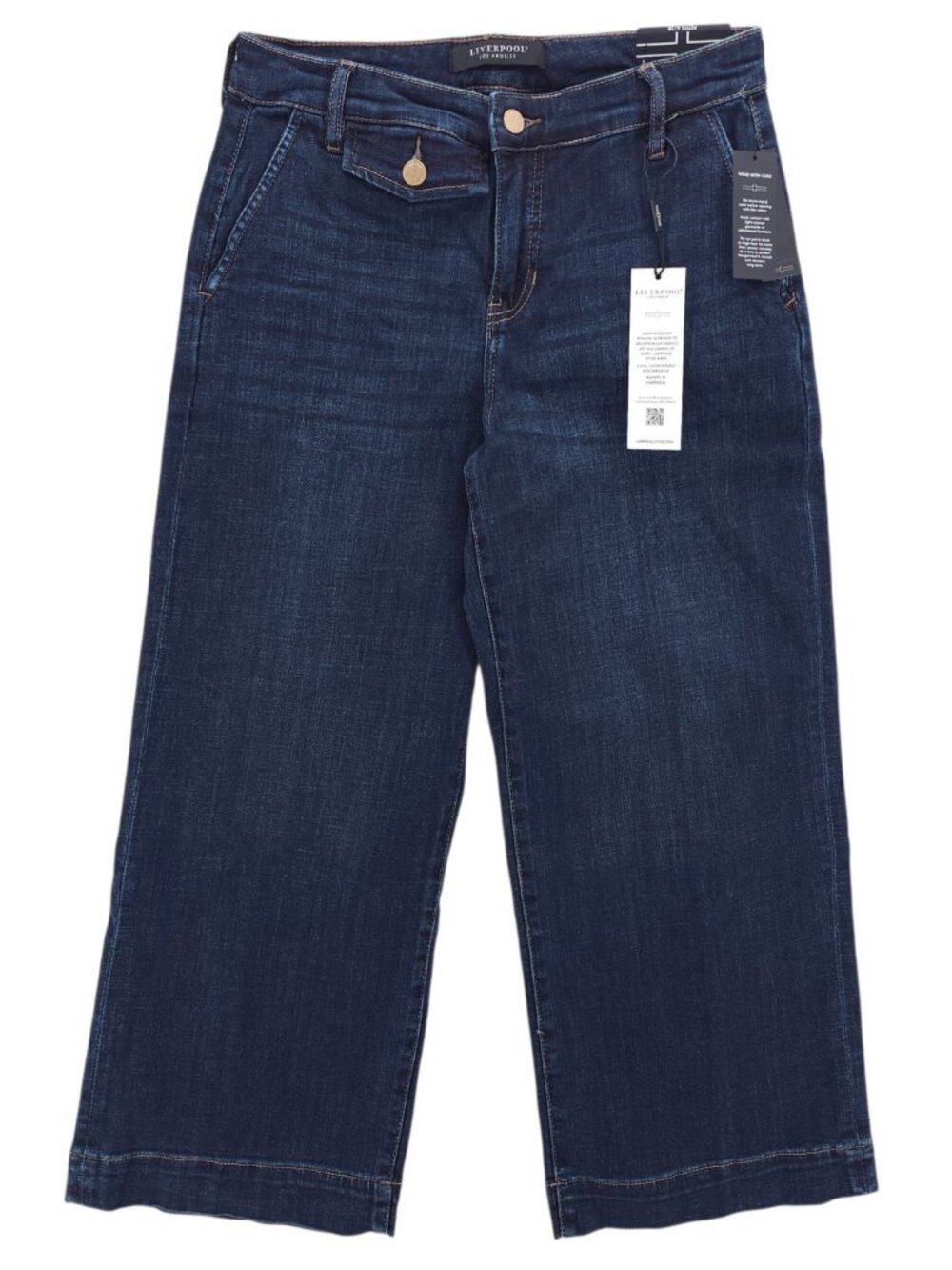 NWT LIVERPOOL Jeans The Stride Wide Leg Cropped Albany Blue Wash PETITE 6/28